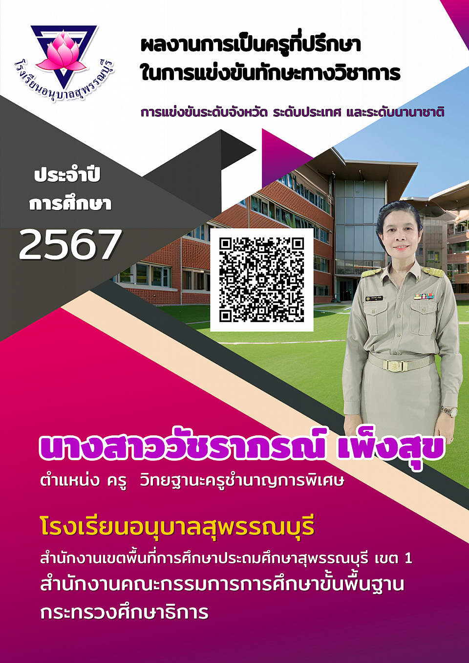 ผลงานการเป็นครูที่ปรึกษาในการแข่งขันทักษะทางวิชาการของนักเรียน